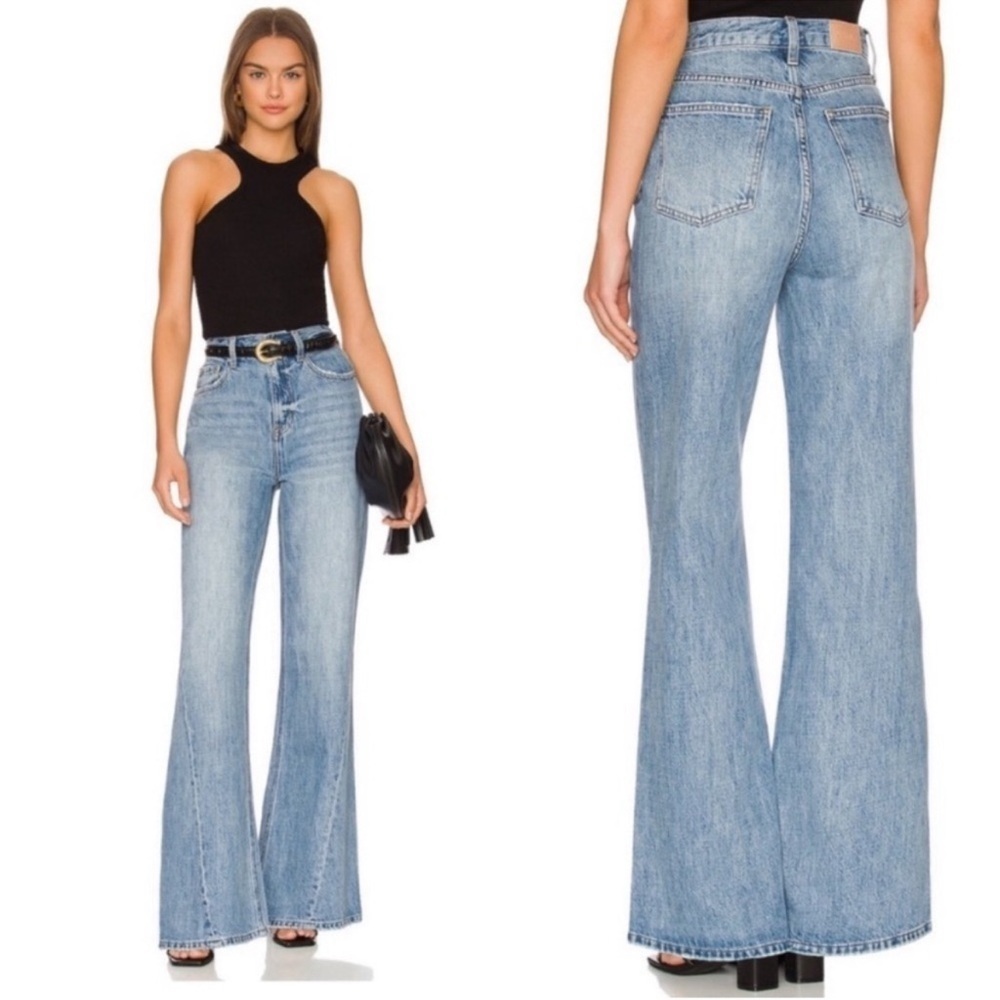 NWT Pistola Ruby Wide Leg Palazzo Jeans in Othello Blue Denim
